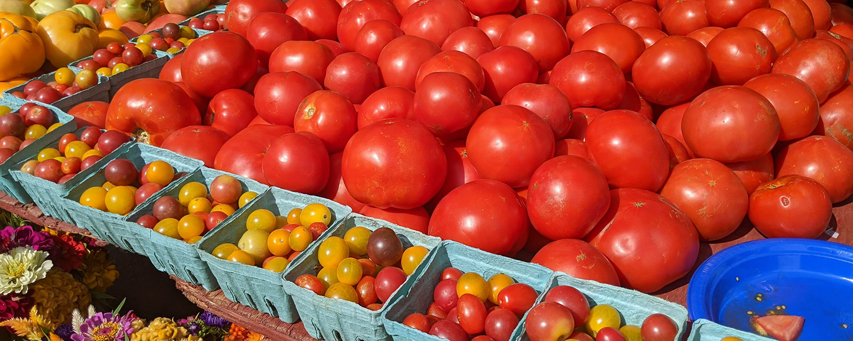 Exhibición de frutas y verduras del mercado de agricultores de Dupont Circle