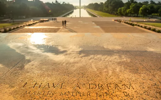 "I Have A Dream" etched into the steps at Lincoln Memorial
