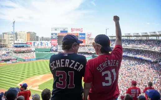 Washington Nationals fans cheering at baseball game - The best things to do this spring and summer in Washington, DC
