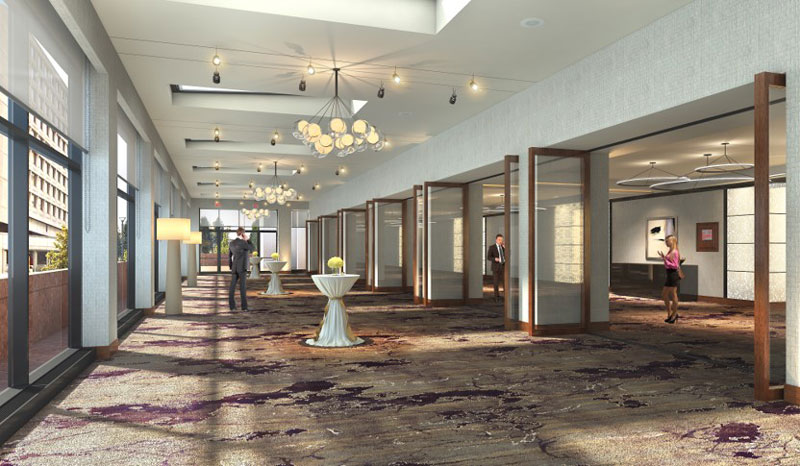 Rendering of ballroom and solarium at the Hilton Washington DC National Mall - Sustainable hotel and venue in Washington, DC