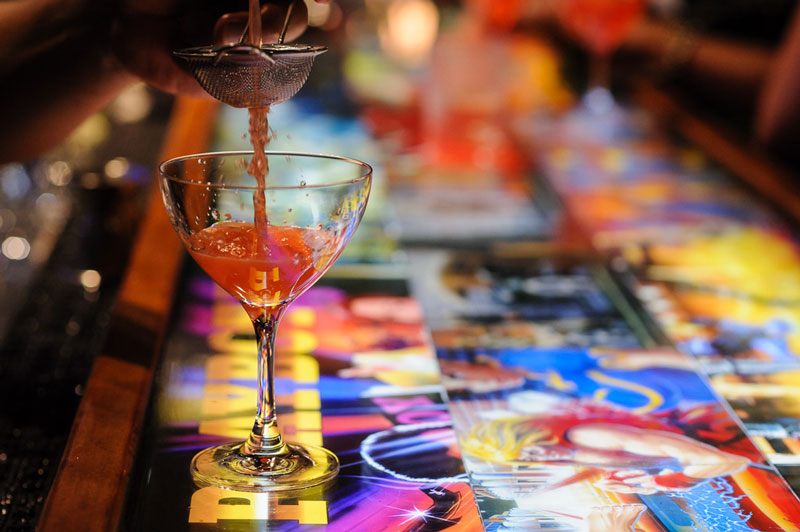 Pouring a cocktail at Tilt Side Bar on 14th Street - Secret and hidden bar in Washington, DC