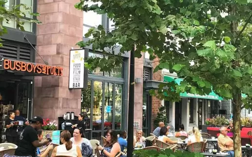 Outdoor patio at the Mount Vernon Square Busboys and Poets - Things to do in DC's Mount Vernon Square neighborhood
